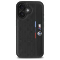 Pouzdro BMW M Perforated Tricolor Detail Line pro iPhone 16 - černé