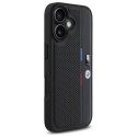 Pouzdro BMW M Perforated Tricolor Detail Line pro iPhone 16 - černé