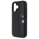 Pouzdro BMW M Perforated Tricolor Detail Line pro iPhone 16 - černé