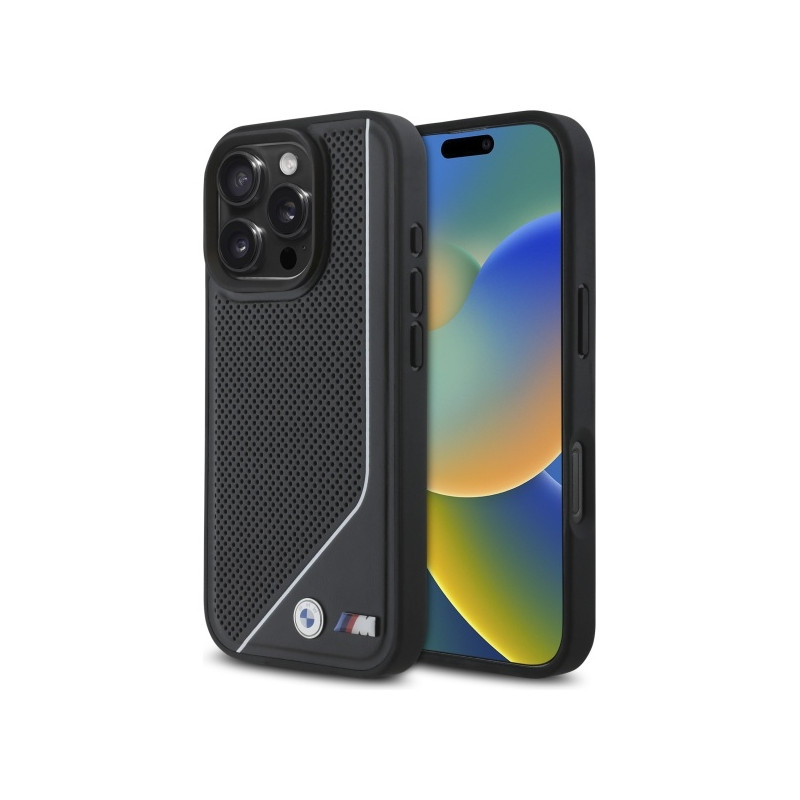 BMW M Perforated Twisted Line MagSafe pouzdro na iPhone 16 Pro - černé