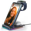 Indukční nabíječka Joyroom 3 v 1 pro zařízení značky Apple - iPhone, Apple Watch, Airpods (až 15 W) stojánek černá (JR-WQN01)