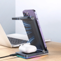 Indukční nabíječka Joyroom 3 v 1 pro zařízení značky Apple - iPhone, Apple Watch, Airpods (až 15 W) stojánek černá (JR-WQN01)