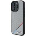 BMW M Perforované pouzdro s tříbarevnou linkou MagSafe na iPhone 16 Pro - šedé