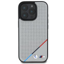 BMW M Perforované pouzdro s tříbarevnou linkou MagSafe na iPhone 16 Pro - šedé