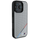 BMW M Perforované pouzdro s tříbarevnou linkou MagSafe na iPhone 16 Pro - šedé