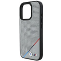 BMW M Perforované pouzdro s tříbarevnou linkou MagSafe na iPhone 16 Pro - šedé