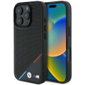 BMW M Perforované pouzdro s tříbarevnou linkou MagSafe na iPhone 16 Pro - černé