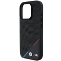 BMW M Perforované pouzdro s tříbarevnou linkou MagSafe na iPhone 16 Pro - černé