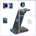 Indukční nabíječka Joyroom 3 v 1 pro zařízení značky Apple - iPhone, Apple Watch, Airpods (až 15 W) stojánek černá (JR-WQN01)