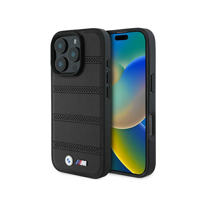 BMW M Perforated And Stitched Line MagSafe pouzdro na iPhone 16 Pro - černé