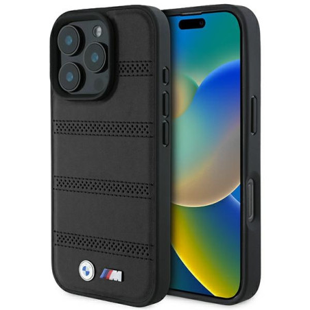 BMW M Perforated And Stitched Line MagSafe pouzdro na iPhone 16 Pro - černé