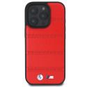 BMW M Perforated And Stitched Line MagSafe pouzdro na iPhone 16 Pro - červené