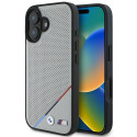BMW M Perforované pouzdro s tříbarevnou linkou MagSafe na iPhone 16 - šedé