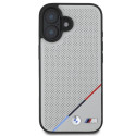 BMW M Perforované pouzdro s tříbarevnou linkou MagSafe na iPhone 16 - šedé