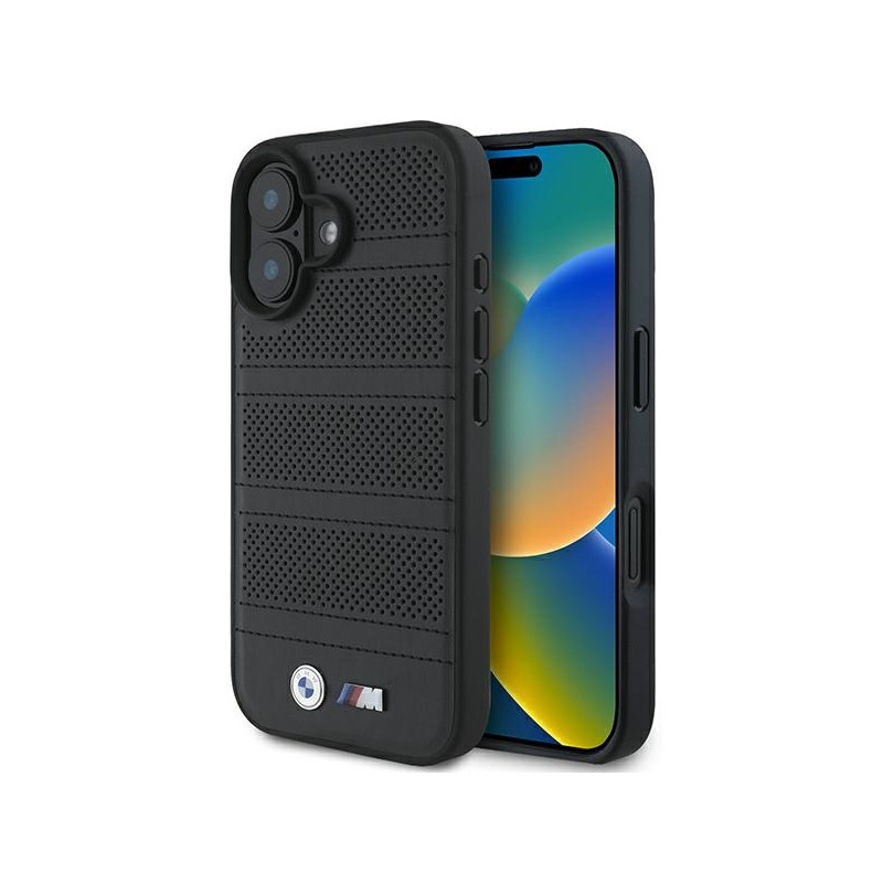 BMW M Perforated And Stitched Line MagSafe pouzdro na iPhone 16 - černé