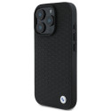 BMW Signature kožené pouzdro s kovovým logem Diamond MagSafe na iPhone 16 Pro Max - černé