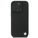 BMW Signature kožené pouzdro s kovovým logem Diamond MagSafe na iPhone 16 Pro Max - černé