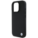 BMW Signature kožené pouzdro s kovovým logem Diamond MagSafe na iPhone 16 Pro Max - černé