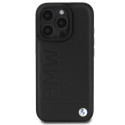 BMW kožené pouzdro Leather Hot Stamp pro iPhone 16 Pro – černé