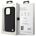 BMW kožené pouzdro Leather Hot Stamp pro iPhone 16 Pro – černé