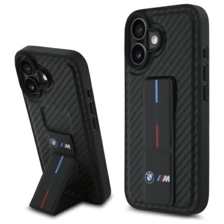 BMW M Grip Stand Smooth a karbonové pouzdro na iPhone 16 - černé
