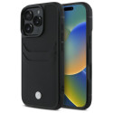 BMW Sign kožené pouzdro s kapsou na kartu na iPhone 16 Pro Max - černé