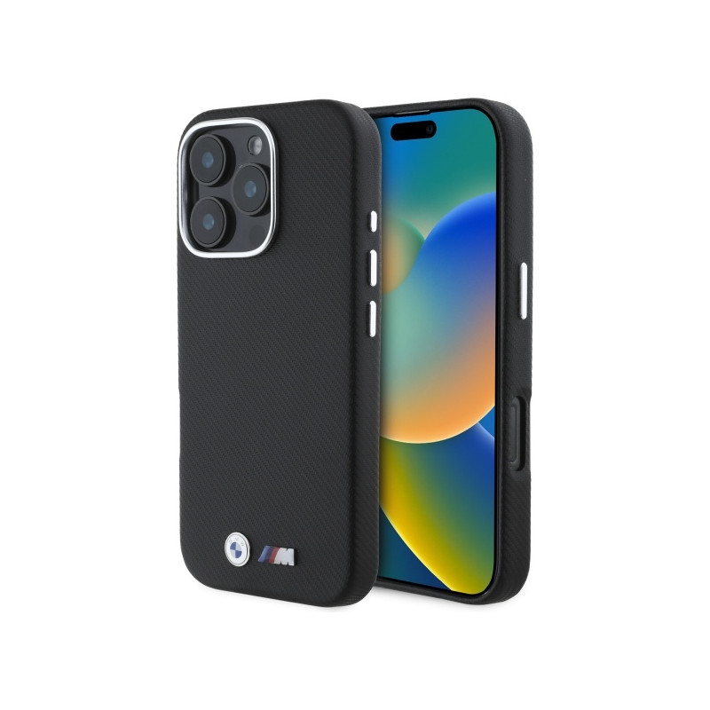 BMW M Edition Kevlar kevlarové kovové pouzdro na iPhone 16 Pro Max - černé
