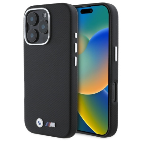BMW M Edition Kevlar kevlarové kovové pouzdro na iPhone 16 Pro Max - černé