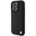 BMW kožené pouzdro Hot Stamp na iPhone 16 Pro Max - černé
