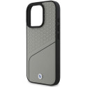 BMW Sign kožené strukturované pouzdro s linkou MagSafe na iPhone 16 Pro - šedé