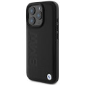 BMW kožené pouzdro Hot Stamp MagSafe na iPhone 16 Pro - černé