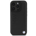 BMW kožené pouzdro Hot Stamp MagSafe na iPhone 16 Pro - černé