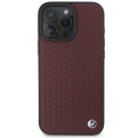 BMW Sign kožené pouzdro s kovovým logem Diamond MagSafe na iPhone 16 Pro Max - červené