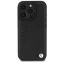 BMW kožené pouzdro Hot Stamp MagSafe na iPhone 16 Pro Max - černé