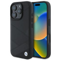 BMW pouzdro Sign Leather Crossing Lines Pattern pro iPhone 16 Pro Max – černé