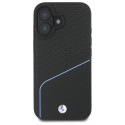 BMW MagSafe pouzdro Sign Leather Textured And Line pro iPhone 16 – černé