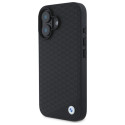 BMW kožené pouzdro Sign Leather Diamond Metal Logo MagSafe pro iPhone 16 – černé
