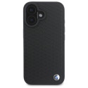 BMW kožené pouzdro Sign Leather Diamond Metal Logo MagSafe pro iPhone 16 – černé