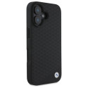 BMW kožené pouzdro Sign Leather Diamond Metal Logo MagSafe pro iPhone 16 – černé