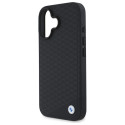 BMW kožené pouzdro Sign Leather Diamond Metal Logo MagSafe pro iPhone 16 – černé