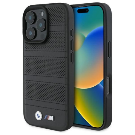 BMW pouzdro M Perforated And Stitched Line MagSafe pro iPhone 16 Pro Max – černé