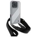 BMW M Edition karbonové pouzdro Carbon Stripe a Strap na iPhone 16 Pro - šedé