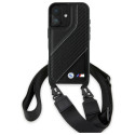 BMW M Edition karbonové pouzdro Carbon Stripe a Strap na iPhone 16 Plus - černé
