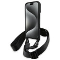 BMW M Edition karbonové pouzdro Carbon Stripe a Strap na iPhone 16 Plus - černé
