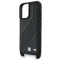 BMW M Edition karbonové pouzdro Carbon Stripe a Strap na iPhone 16 Plus - černé