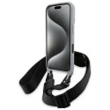 BMW M Edition karbonové pouzdro Carbon Stripe a Strap na iPhone 16 - šedé
