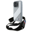 BMW M Edition karbonové pouzdro Carbon Stripe a Strap na iPhone 16 Pro Max - šedé