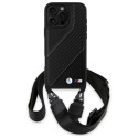 BMW M Edition karbonové pouzdro Carbon Stripe a Strap na iPhone 16 Pro Max - černé