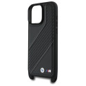BMW M Edition karbonové pouzdro Carbon Stripe a Strap na iPhone 16 Pro Max - černé