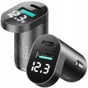 JOYROOM C-A17 Duální autonabíječka s LCD displejem USB+USB-C s výkonem 48W, stříbrná